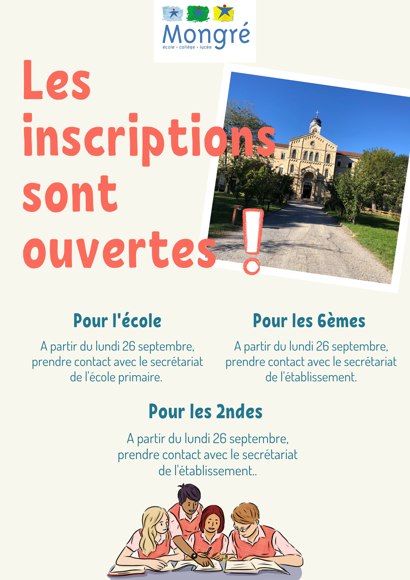 2023 2024 Les Inscriptions Sont Ouvertes — Ecole Notre Dame De Mongré 